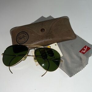 B & L Ray Ban Vintage 12K Gold Filled Aviator Glass Lens Sunglasses - RARE